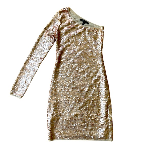 EUC BCBG Max Azria Copper Sequined Dress Sz Small Party Gala Formal Prom Event - Picture 2 of 9